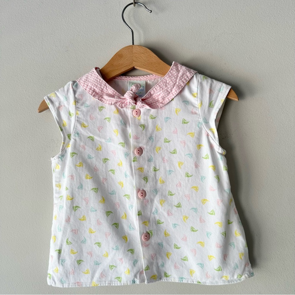 Vintage Chez Ami By Patsy Aiken Sailboat Printed Button Down Blouse